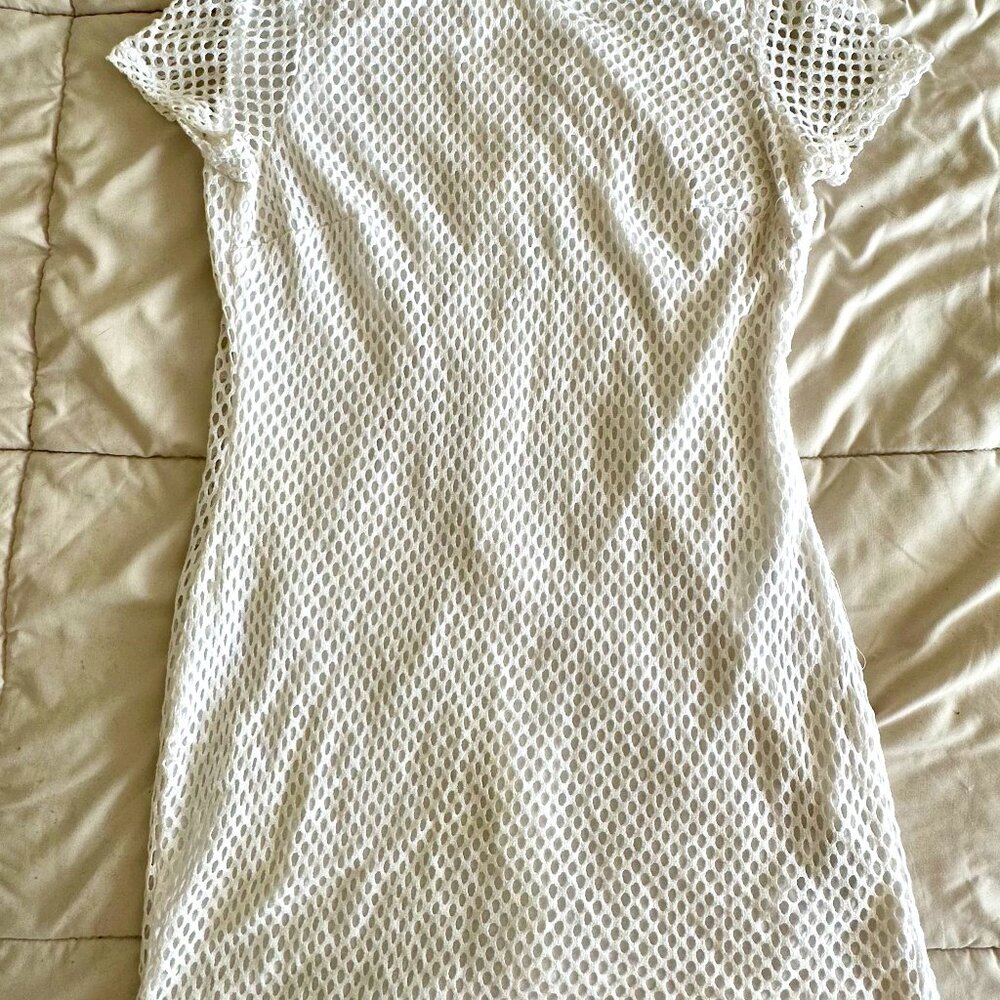 Banana Republic White Mesh Overlay Zip Back Mini Dress Size 8